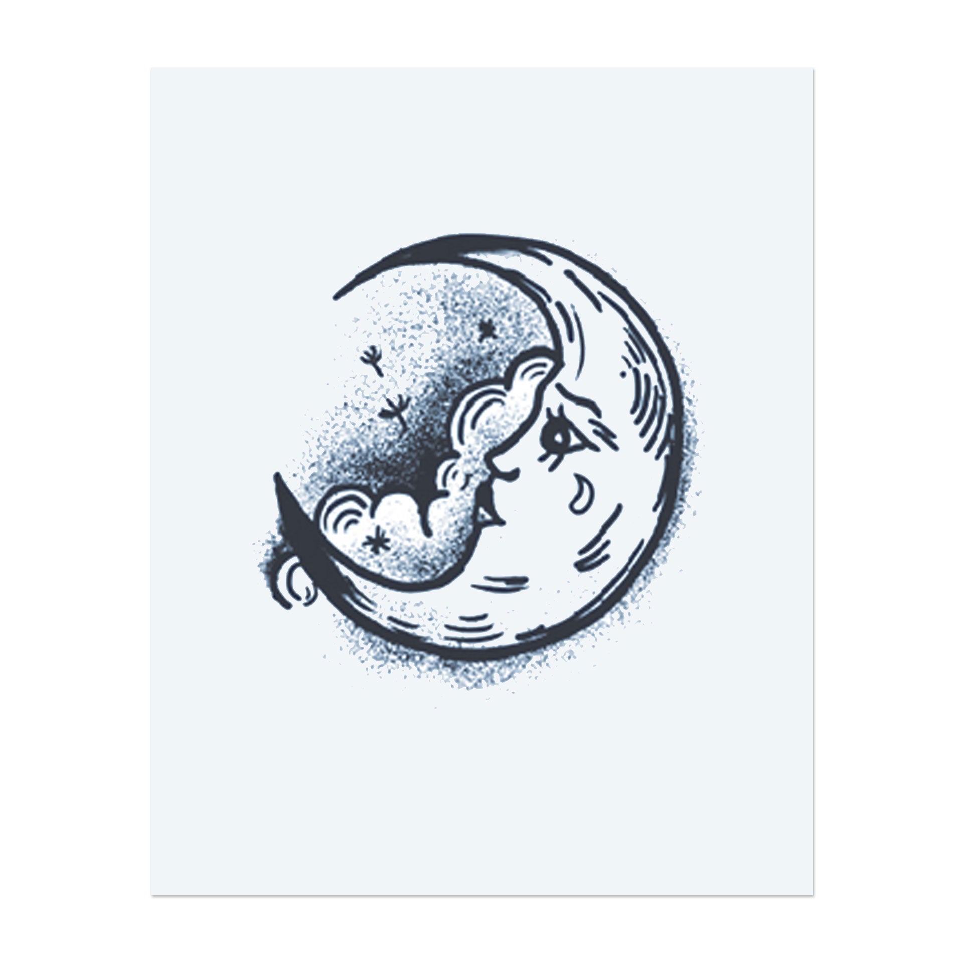 Ein Minimalistes Tattoo der Sonne mit einem ruhigen Gesicht und einer Träne unter einem Auge. Die Sonnenstrahlen sind scharf und detailliert, was ein mystisches Gefühl verleiht. Es symbolisiert Emotionen, Licht und den Verlauf der Zeit.